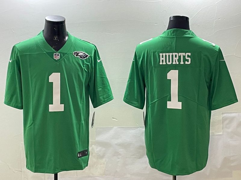 Men Philadelphia Eagles #1 Hurts Green Throwback 2025 Nike Vapor Limited NFL Jersey style 4->philadelphia eagles->NFL Jersey